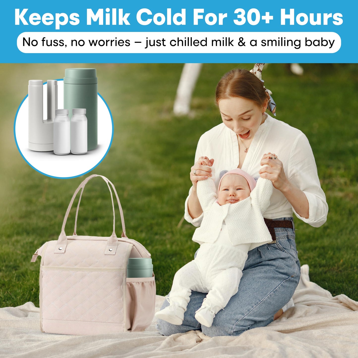 Tilcare - Enfriador manual de leche sin BPA, a prueba de fugas y reutilizable para leche materna y fórmula - Mantiene la leche fría durante X horas