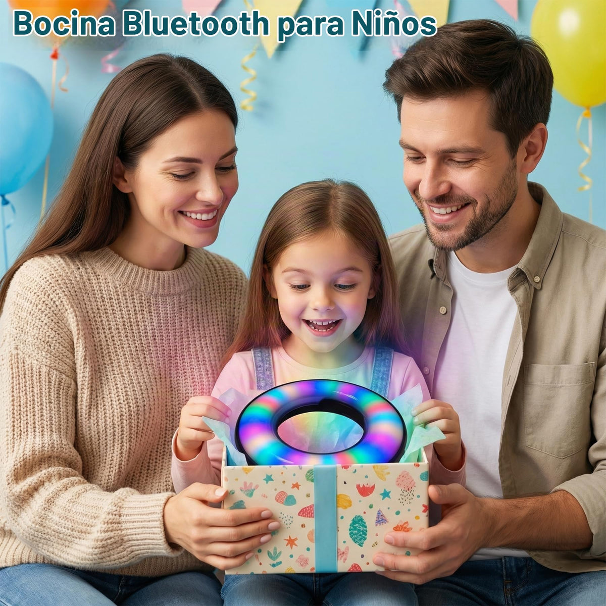 Bocina Bluetooth Portátil con Iluminación RGB Ajustable Inalámbrica Sonido Potente de 16W Bajos Profundos IPX6 Impermeable para Interiores y Exteriores