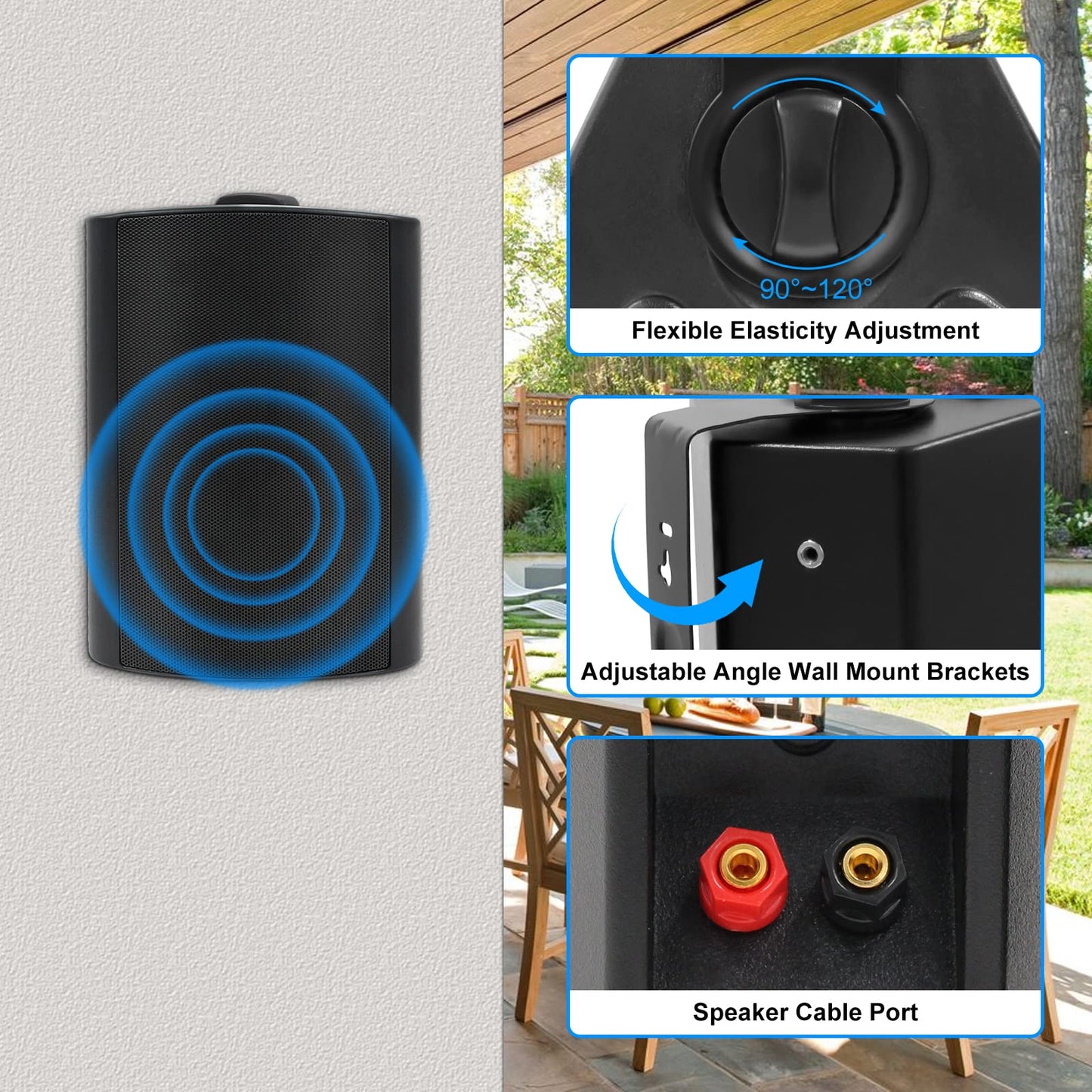 Herdio Bocinas para Exterior,5.25 Pulgadas, 600W Altavoces para Exteriores, Resistente al Agua, Adecuado para el hogar, Patio, Terraza,Patio Trasero (4 Altavoces,Negros)