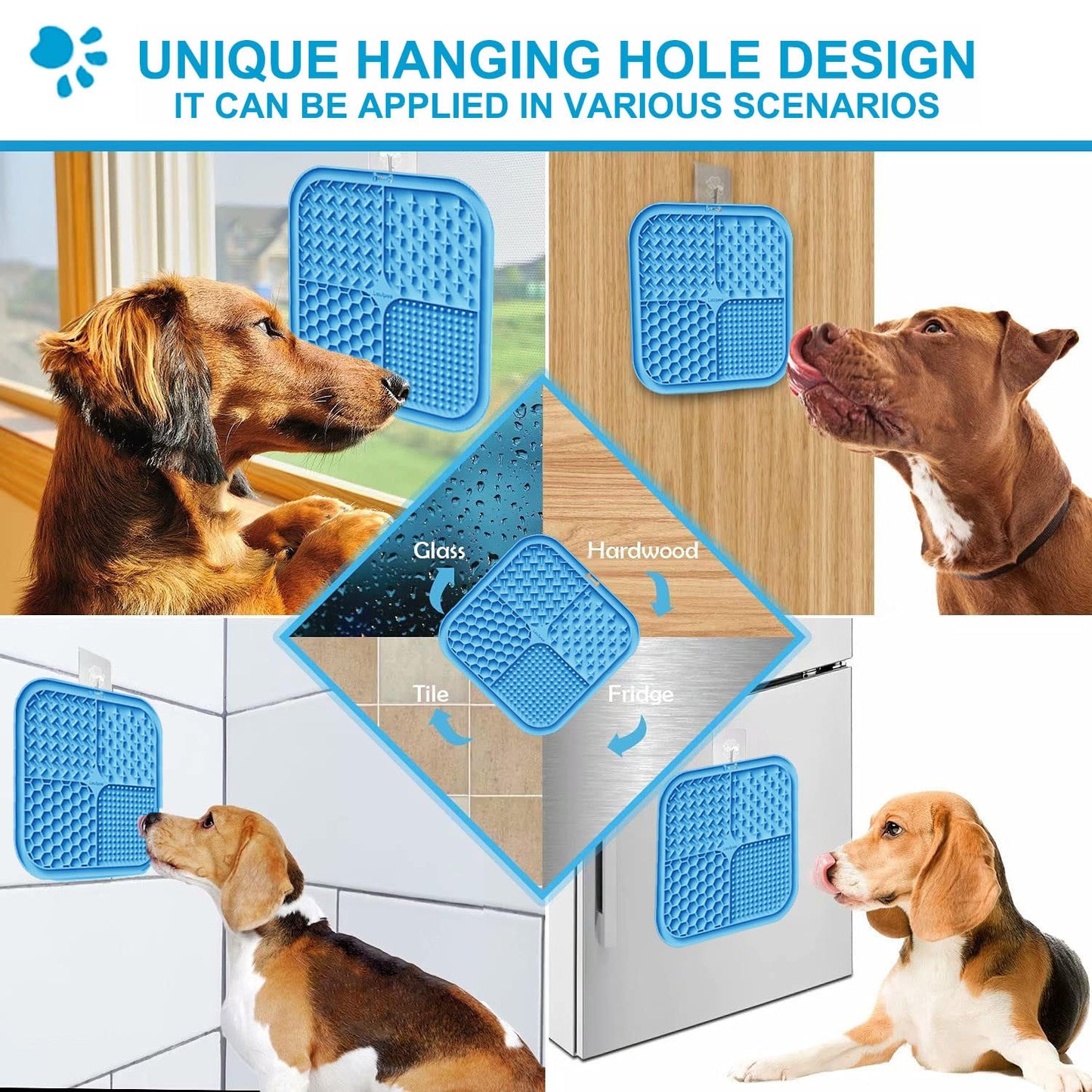 Lesipee - Tapete para lamer perros y gatos, paquete de 2 unidades, alimentador lento, para aliviar la ansiedad, juguetes para perros, tapete de alimentación para mantequilla, yogur y cacahuete, suministros para mascotas, tapete de entrenamiento para bañar