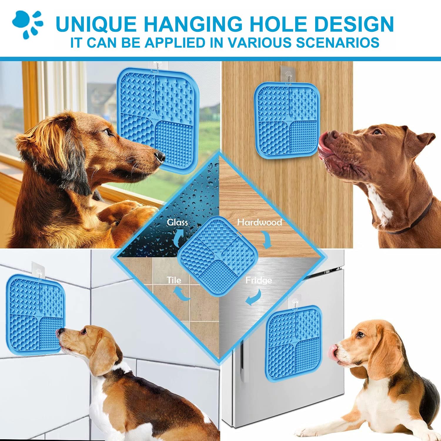 Lesipee - Tapete para lamer perros y gatos, paquete de 2 unidades, alimentador lento, para aliviar la ansiedad, juguetes para perros, tapete de alimentación para mantequilla, yogur y cacahuete, suministros para mascotas, tapete de entrenamiento para bañar