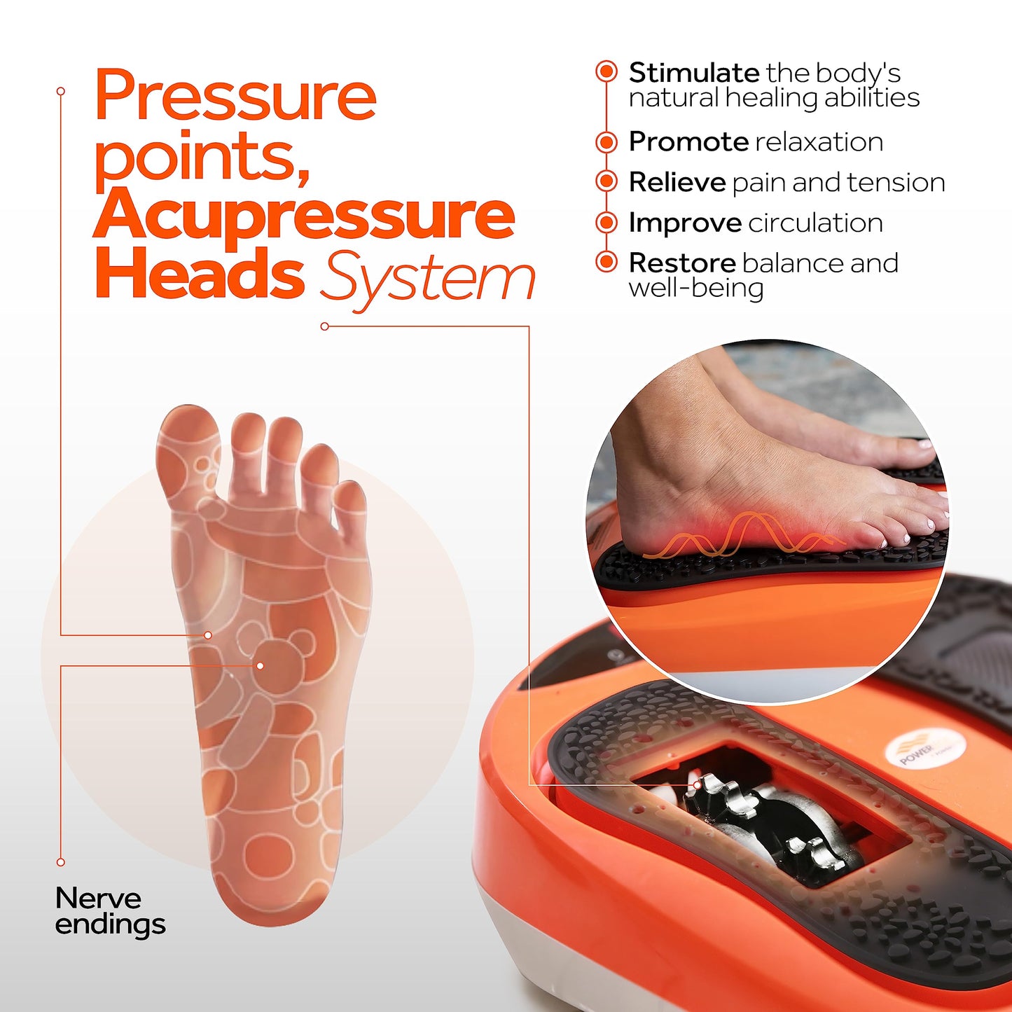 Masajeador Eléctrico de Pies Powerfit Power Legs con Control Remoto y Velocidad Ajustable para Aliviar Neuropatía y Fascitis Plantar