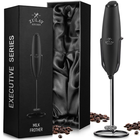 Espumador de Leche Zulay Executive Series Ultra Premium Plateado con Soporte Mejorado para Café