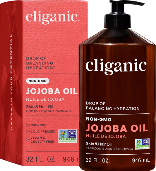 Cliganic Aceite de Jojoba 100% Puro a Granel Sin Hexano ni Refinar 946 ml