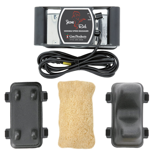 Jeanie Rub Masajeador Deluxe Paquete para profesionales de la salud y terapeutas de masaje con funda de forro polar y accesorio paraspinal, negro