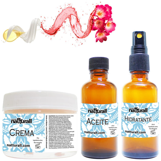 Rosa Mosqueta Aceite Crema Locion para Cicatrices Antiarrugas Antioxidantes Paquete 50 g 60 ml 60 ml
