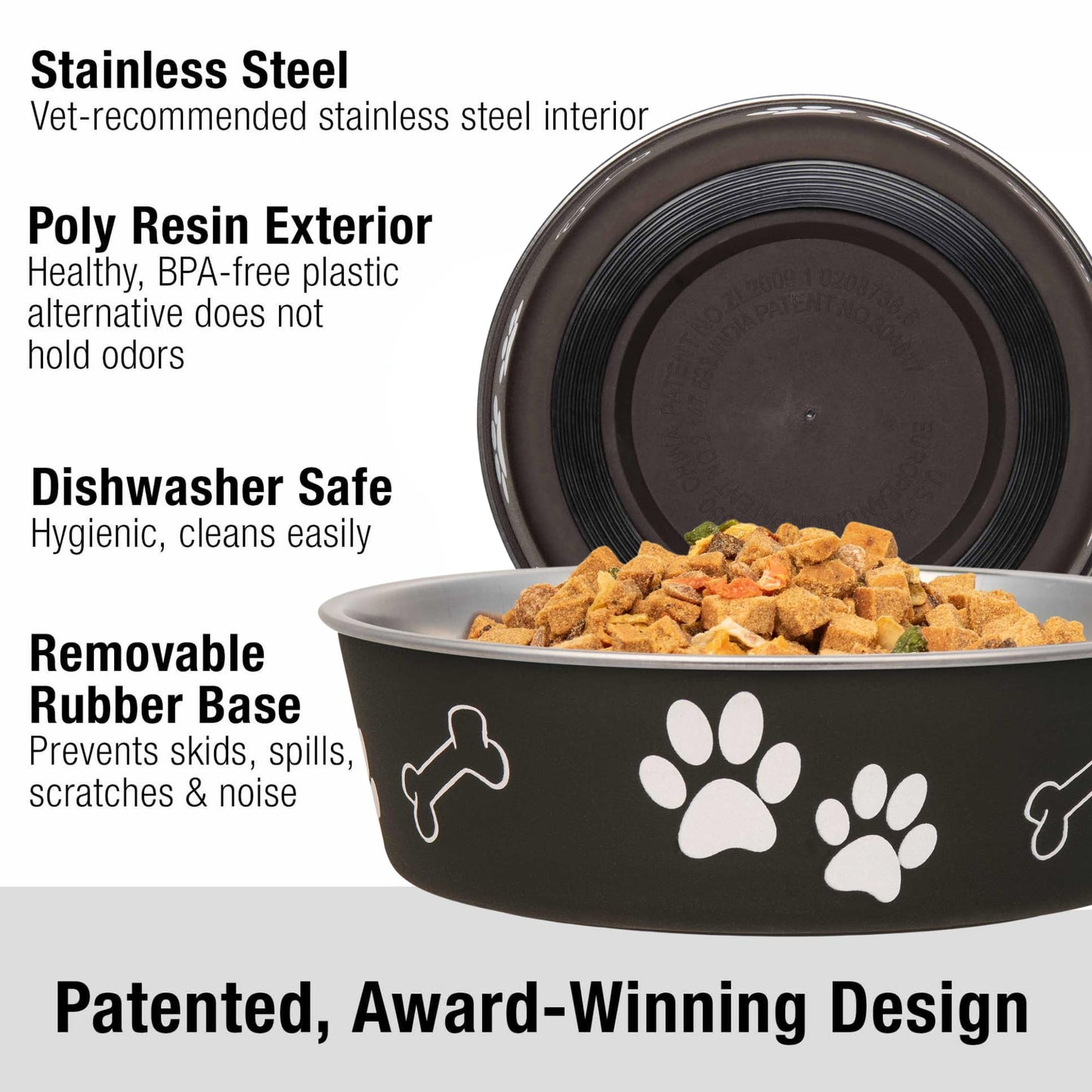 Loving Pets Bella Bowl Dog Bowl, Medium, 750 ml, Espresso