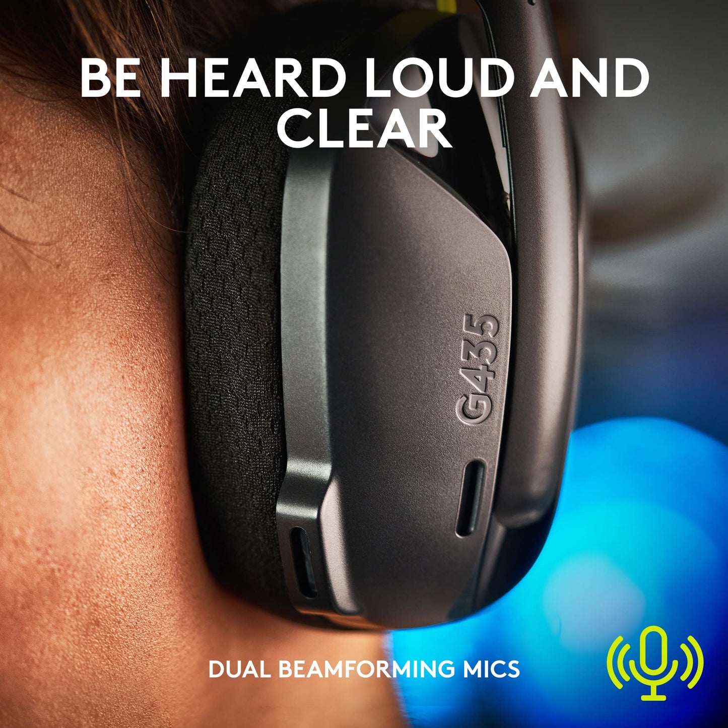 Logitech G435 LIGHTSPEED Audífonos Inalámbricos Gaming Bluetooth - Ligeros, on-ear, micrófonos integrados, batería de 18 horas, compatibles con Dolby Atmos, PC, PS4, PS5, Celular - Negro