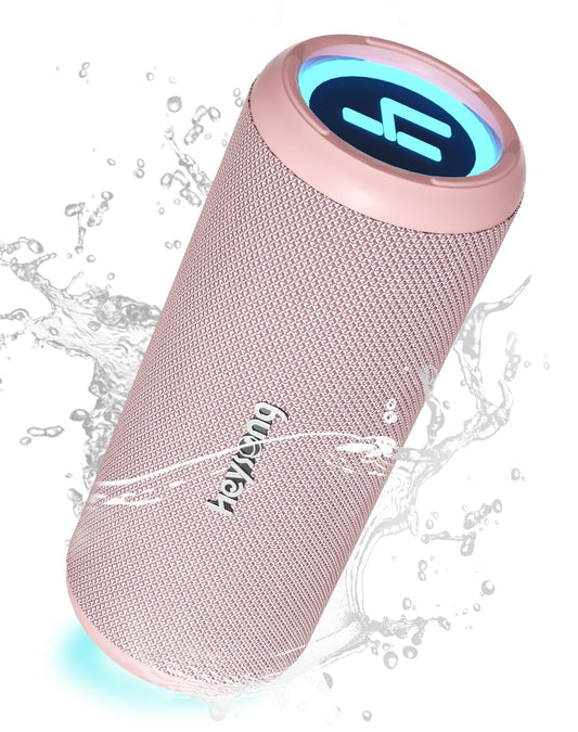 HEYSONG Bocina Bluetooth 5.3 30W para Fiestas Luz RGB, Altavoz Portátil Impermeable IPX6, AUX, Micro SD,TF Tarjeta, USB, stéreo de Doble emparejamiento bocinas para Viaje, Fiesta, Hogar - Rosa