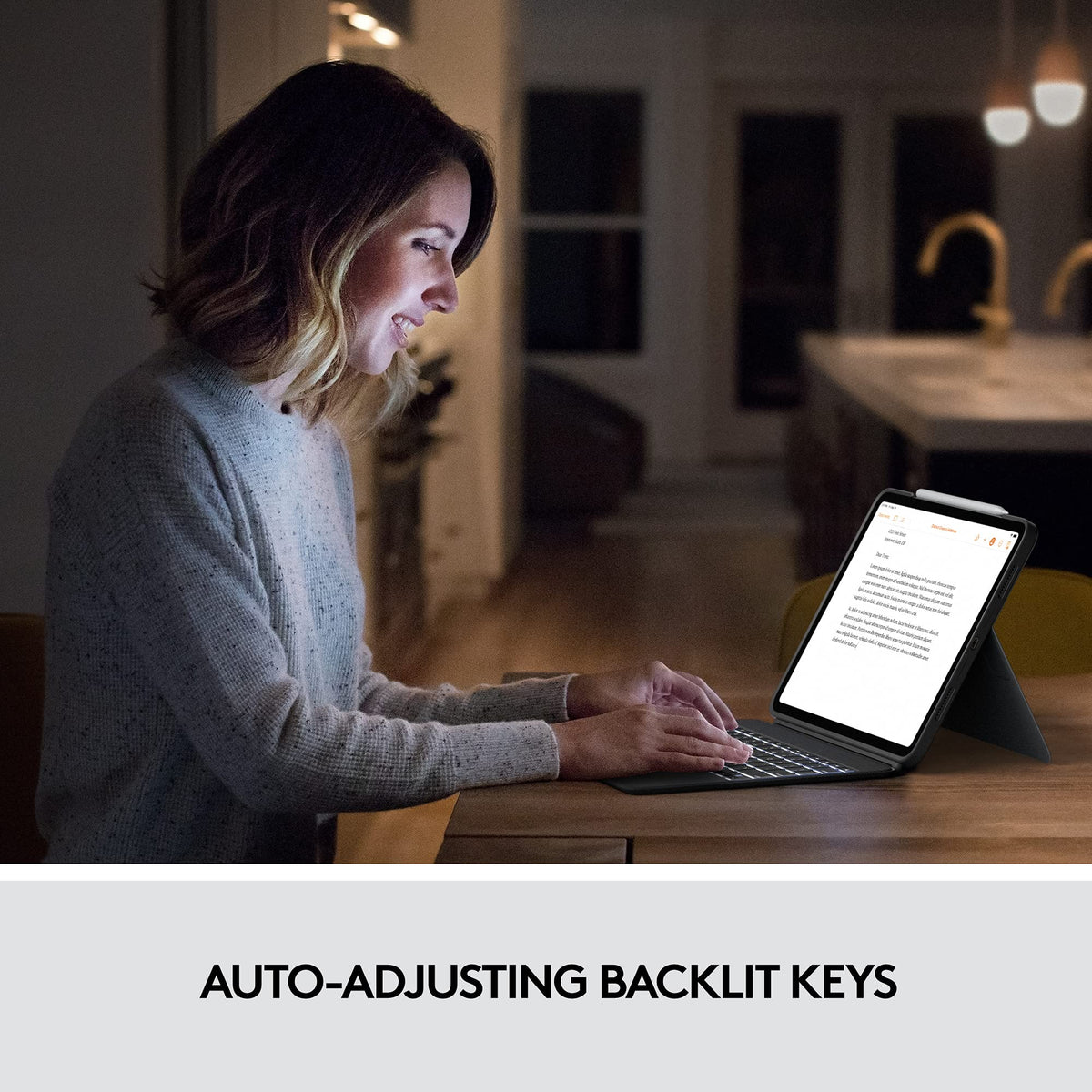 Funda con Teclado Logitech iPad Pro 11 Pulgadas Gris Claro Retroiluminado y Trackpad Click-Anywhere