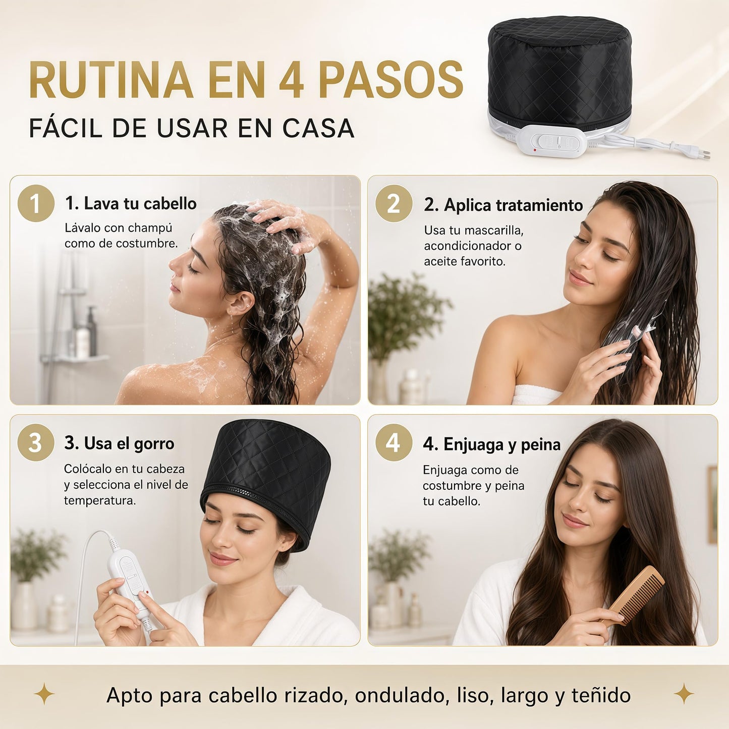 TRYXZSZ Gorro Térmico para Cabello, 3 Niveles, Apagado Automático 20 Min