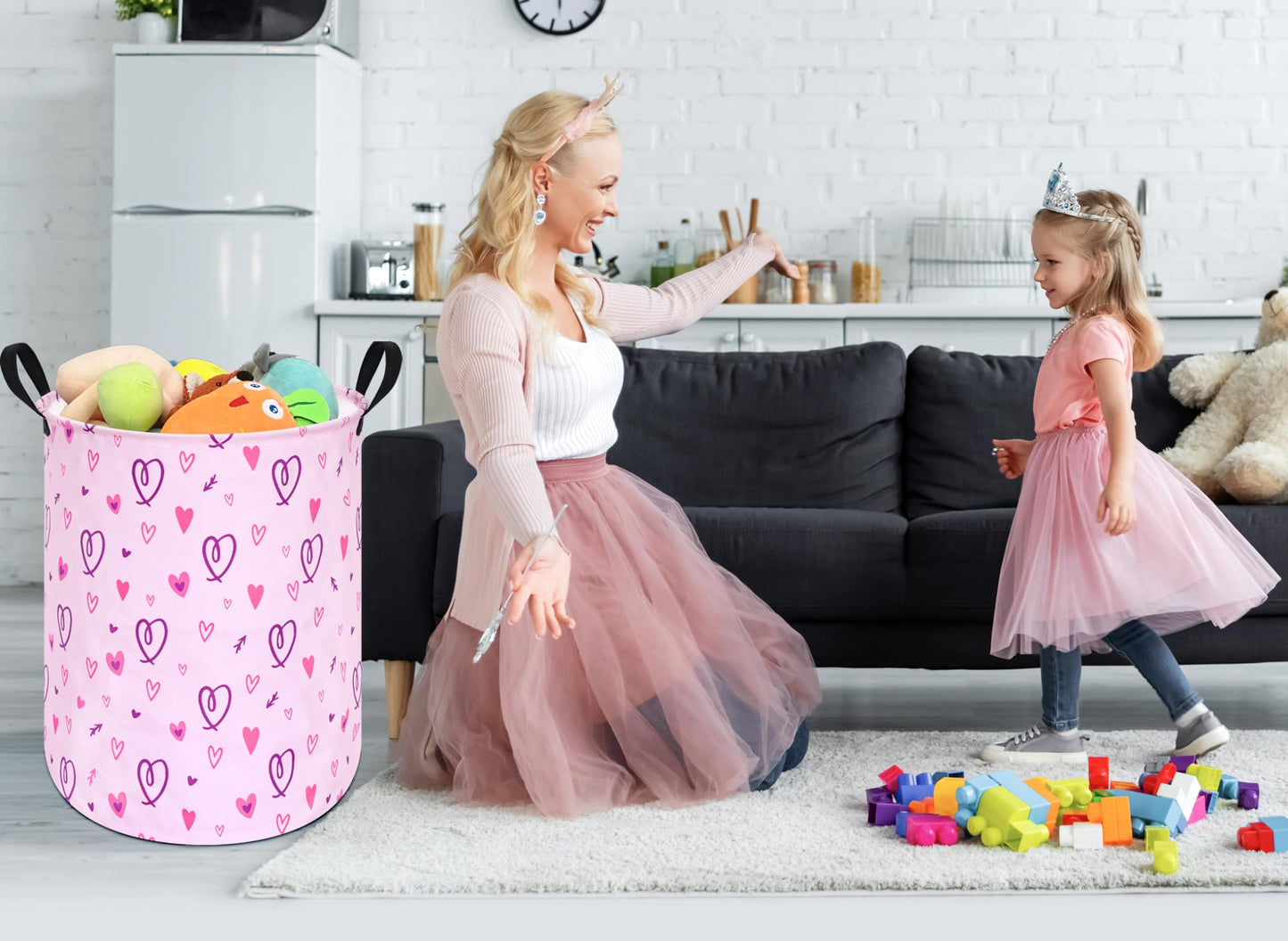 ACMUUNI Cesta plegable para ropa de lavandería para niños, cesta organizadora de almacenamiento plegable, almacenamiento de ropa de juguete con asas para recámara de niños y niñas, decoración de