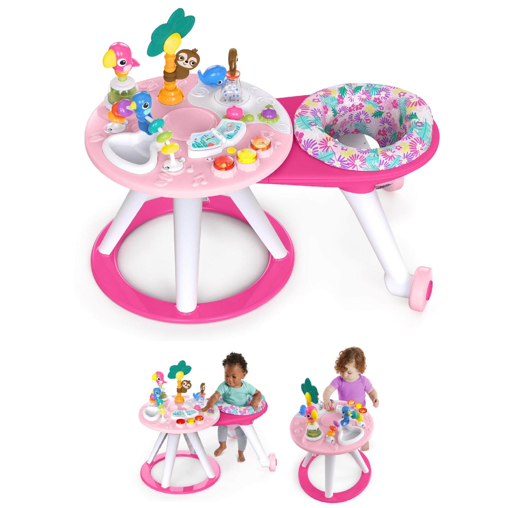 Bright Starts Around We Go - Mesa y centro de actividades 2 en 1, color coral