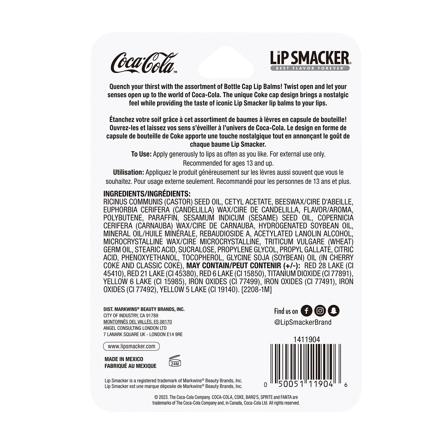 Lip Smacker Tapa de botella de Coca Cola - Paquete de trío