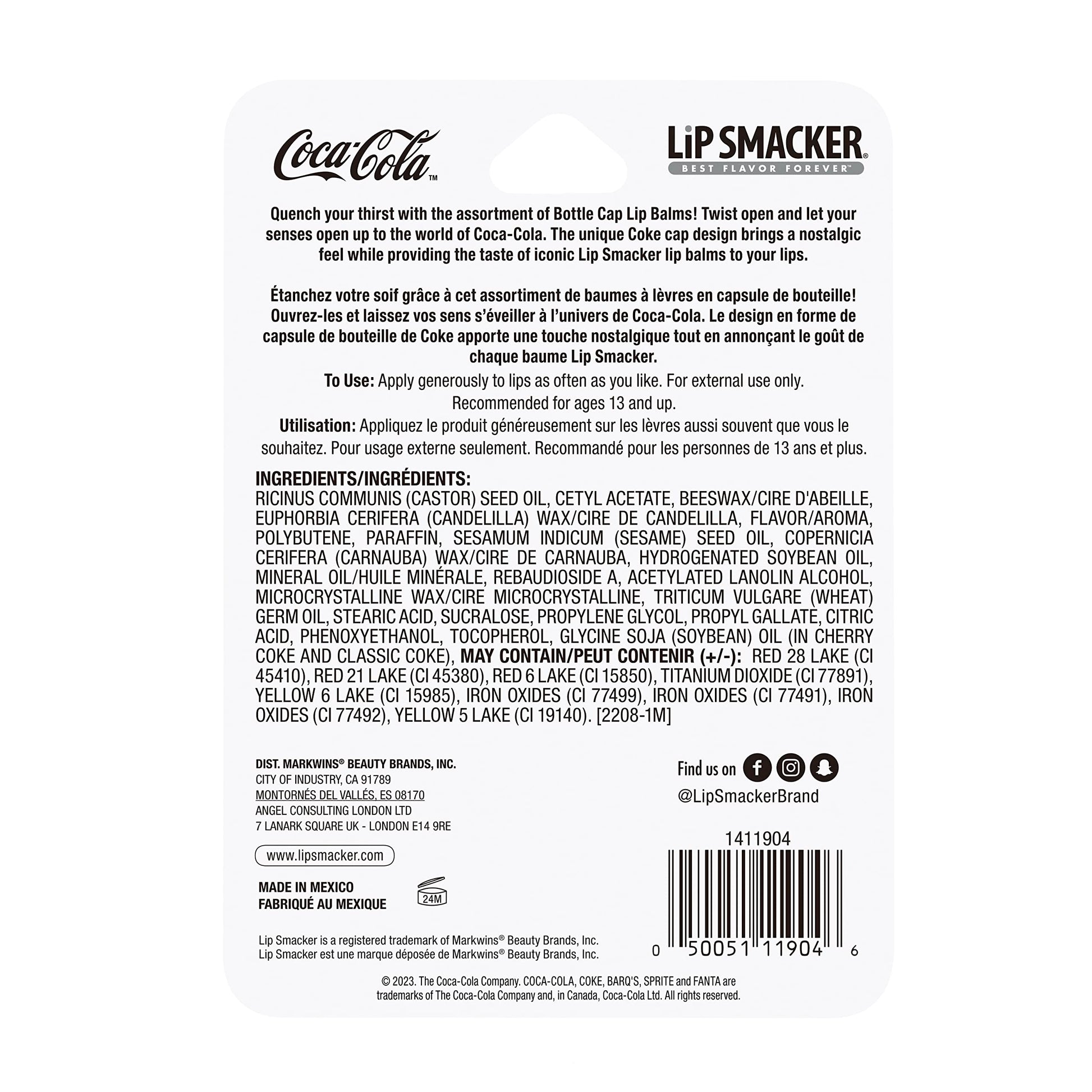 Lip Smacker Tapa de botella de Coca Cola - Paquete de trío