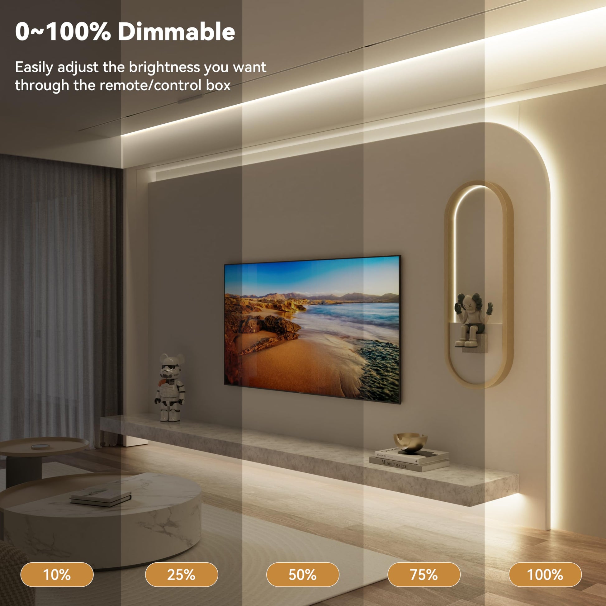 Tira de Luz LED Pautix Blanco Natural Súper Brillante Regulable para Iluminación de Bricolaje en Casa y Oficina