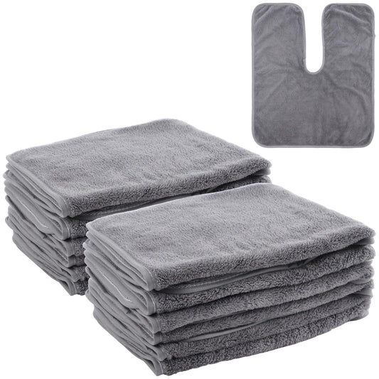 DIMEGON - 12 toallas faciales en forma de U, diseño dividido, toalla suave de estético, paño facial de forro polar coral para salones de belleza, cuidado de la piel, centros de spa, gris