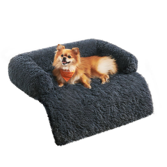 Feandrea Cama para Perros, Funda Protectora para Sofá, 80 x 75 x 16 cm, Tela de Felpa, M, para Perros Pequeños y Medianos,Gris Oscuro MPGW221G02