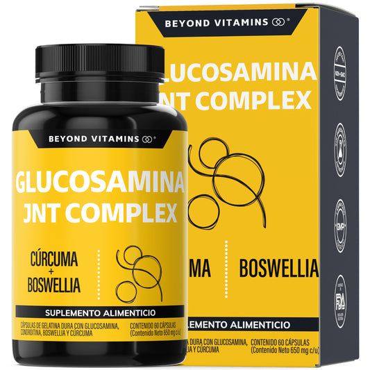 Glucosamina JOINT Complex-Contiene Glucosamina, Condroitina, MSM, Cúrcuma, Boswellia, Magnesio- 95% de Curcuminoides Estandarizados - Suplemento Vitamínico - Suplemento Alimenticio en Cápsulas - Sin Azúcar-Ingredientes NON GMO-60 cápsulas