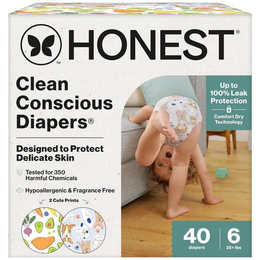 Pañales Honest Company Delicada Neutralidad a Prueba de Fugas Talla 6