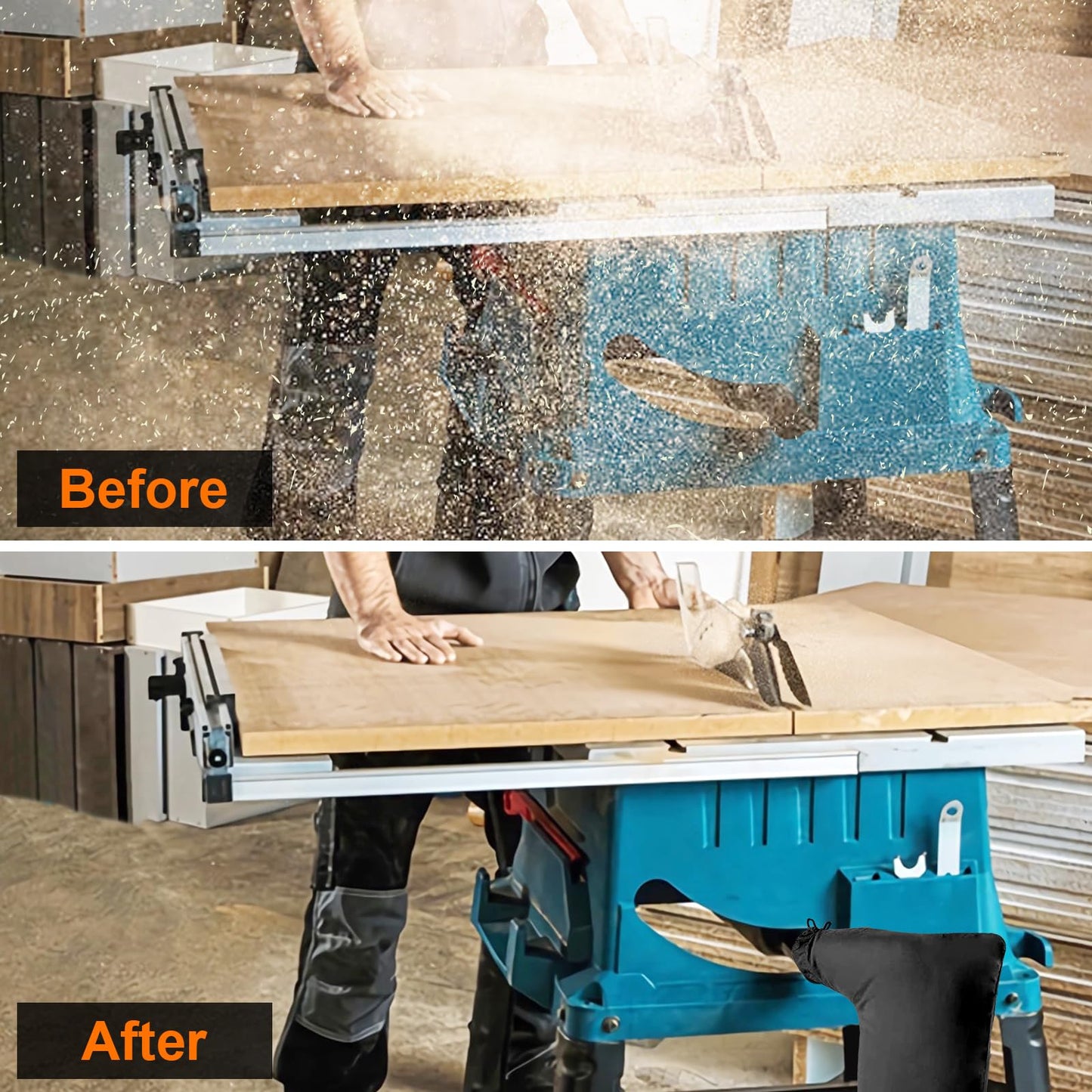 Bolsa colectora de polvo para sierra de mesa compatible con Bosch/Dewalt/Ryobi/Craftsman/RIGID/Metabo/Kobalt/Skilsaw/Delta (Tablas de 10 pulgadas con puerto de polvo de 2.5 pulgadas), 1 paquete