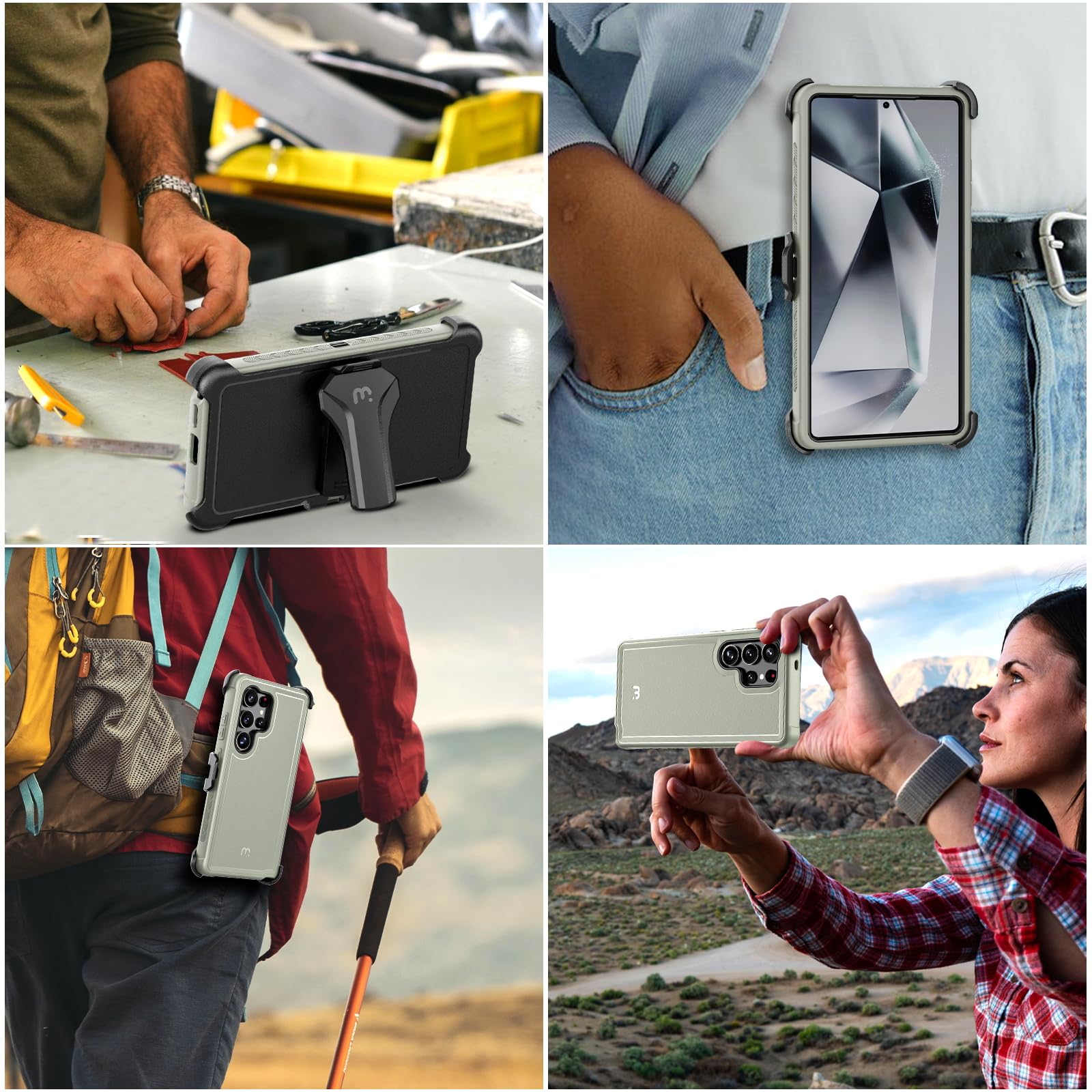 M MYBAT PRO Maverick Series - Funda para Samsung Galaxy S25 Ultra con funda para clip para cinturón, 6.9 pulgadas, resistente grado militar con soporte giratorio de 360° (sin protector de