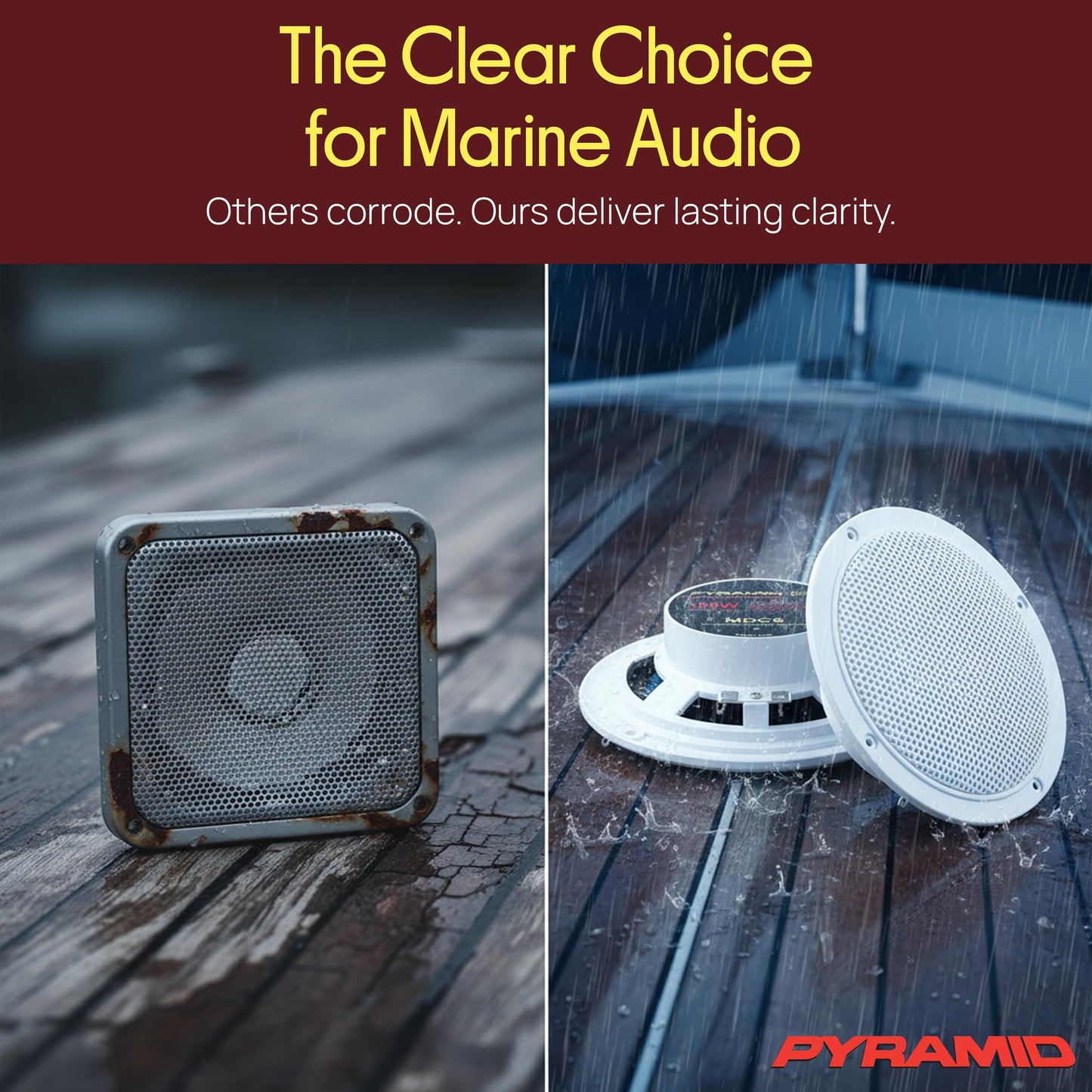 Pyramid MDC6 5.25-Inch Marine 100 Watts Dual Cone Waterproof Stereo Speakers