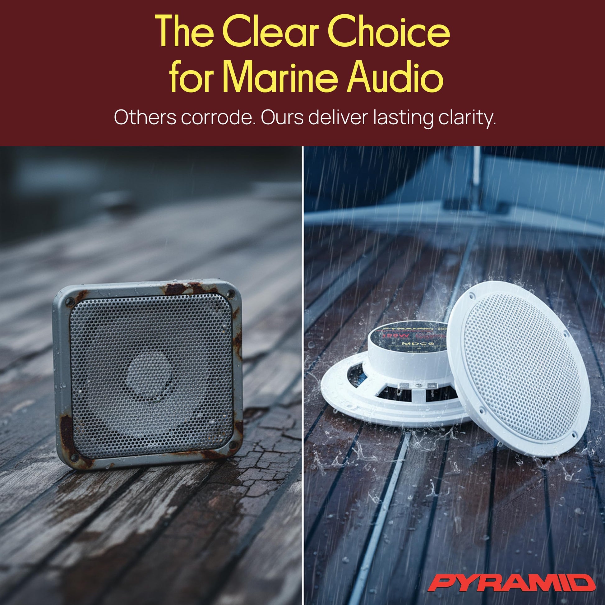 Pyramid MDC6 5.25-Inch Marine 100 Watts Dual Cone Waterproof Stereo Speakers