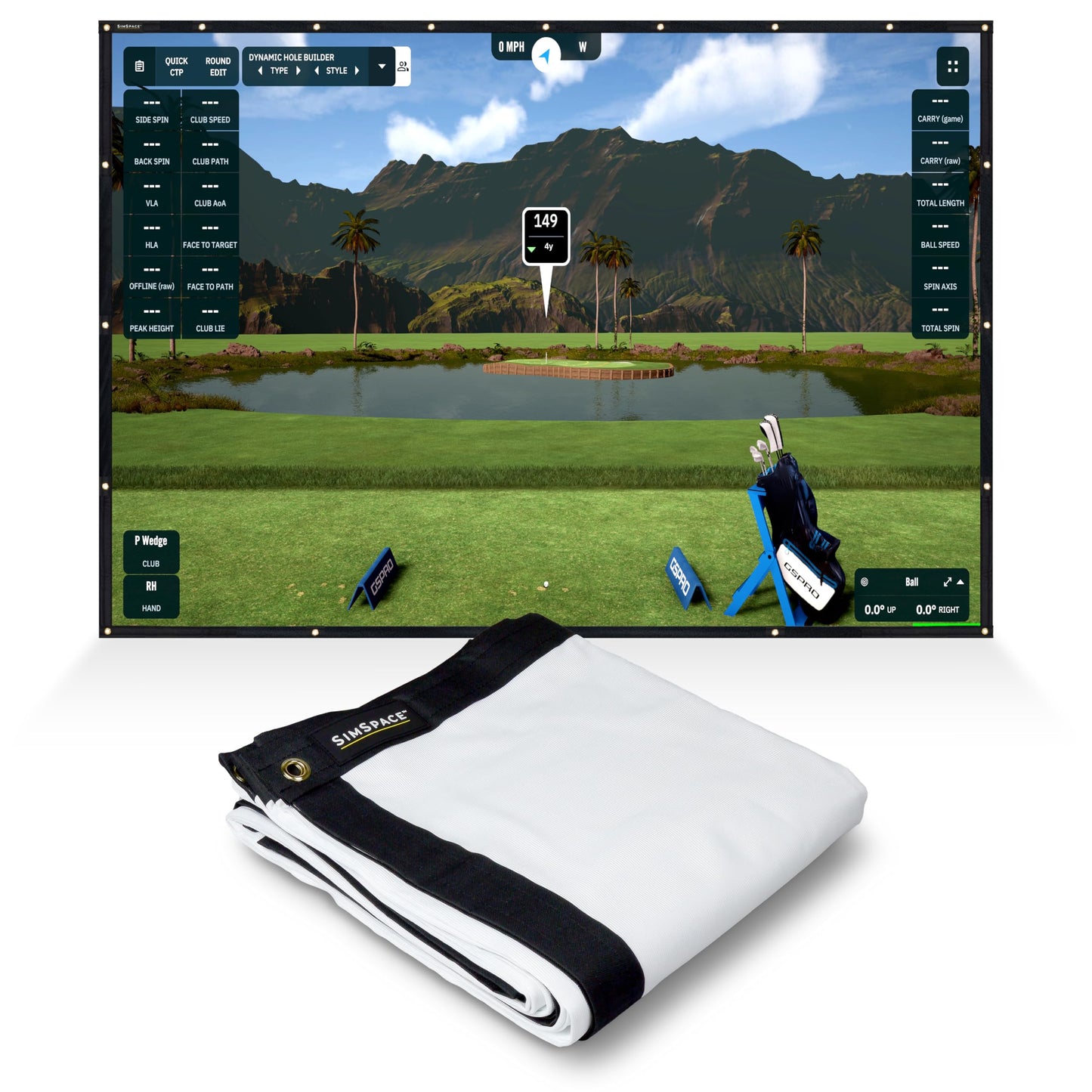 SimSpace Elite - Pantalla de Impacto Unisex para Golf, Color Blanco, 4 x 3 Metros
