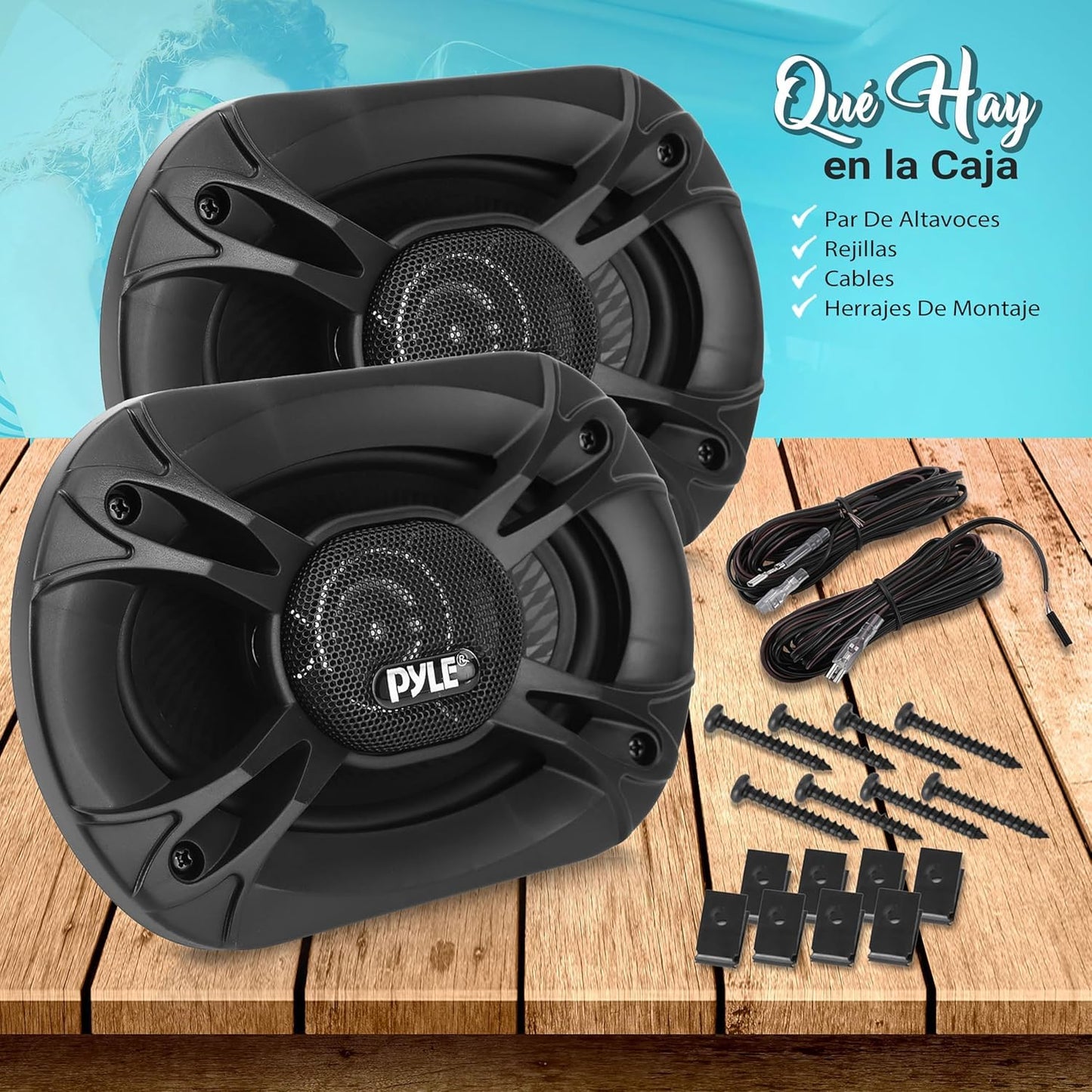 Pyle Par de Bocinas Estéreo para Automóvil 5" x 7", 300W, 3 Vías, Altavoz Triaxial de Audio Profesional para Automóvil, Componente de Reemplazo Rápido Universal para Montaje en Puerta/Panel Lateral