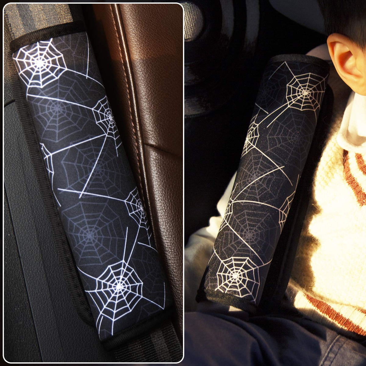 Funda para Cinturón de Seguridad Spider Negra con Almohadilla para Niños