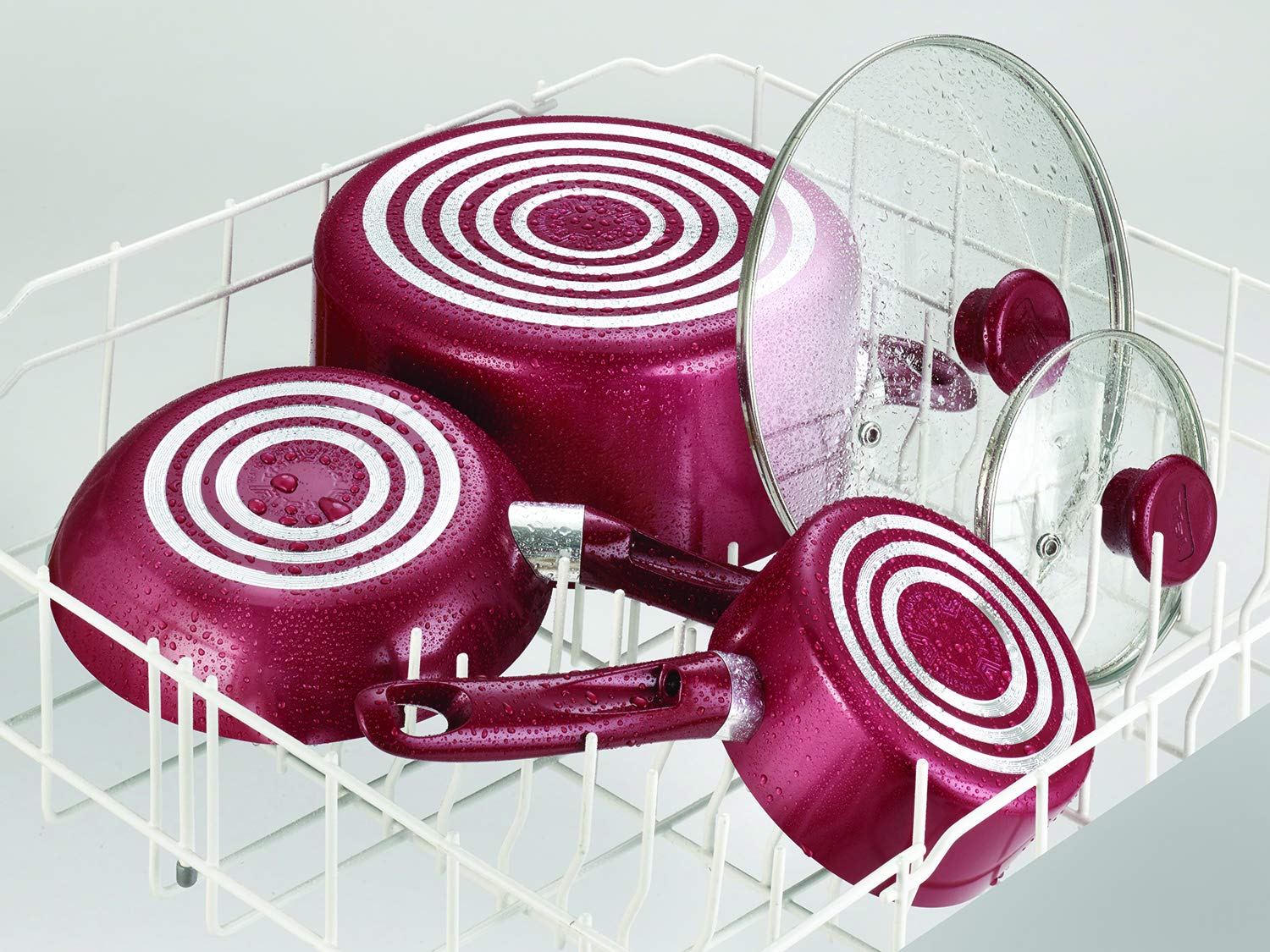 Batería de Cocina T-fal Roja Excite ProGlide Antiadherente 14 Piezas