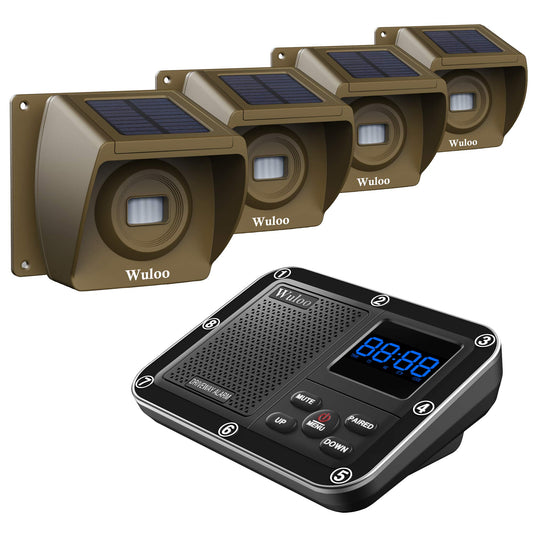 Alarma solar inalámbrica para entrada exterior de 1600 pies, sensor de movimiento al aire última intervensión y sistema de alerta de entrada con batería recargable, resistente a la intemperie, modo de