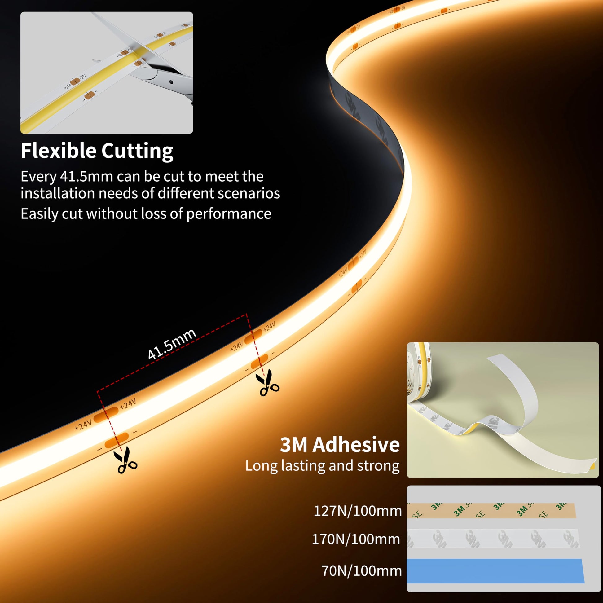Tira de Luz LED Pautix Blanco Cálido 2700 K Alta Luminosidad Flexible para Proyectos de Iluminación en el Hogar