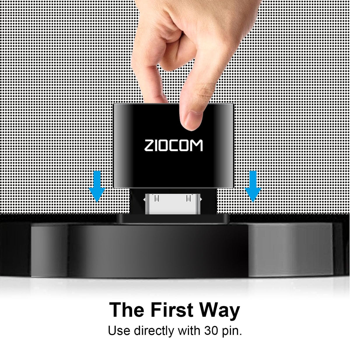Receptor Bluetooth ZIOCOM Negro con Cable Auxiliar de 3.5 mm para Bose SoundDock y Altavoces de 30 Pines