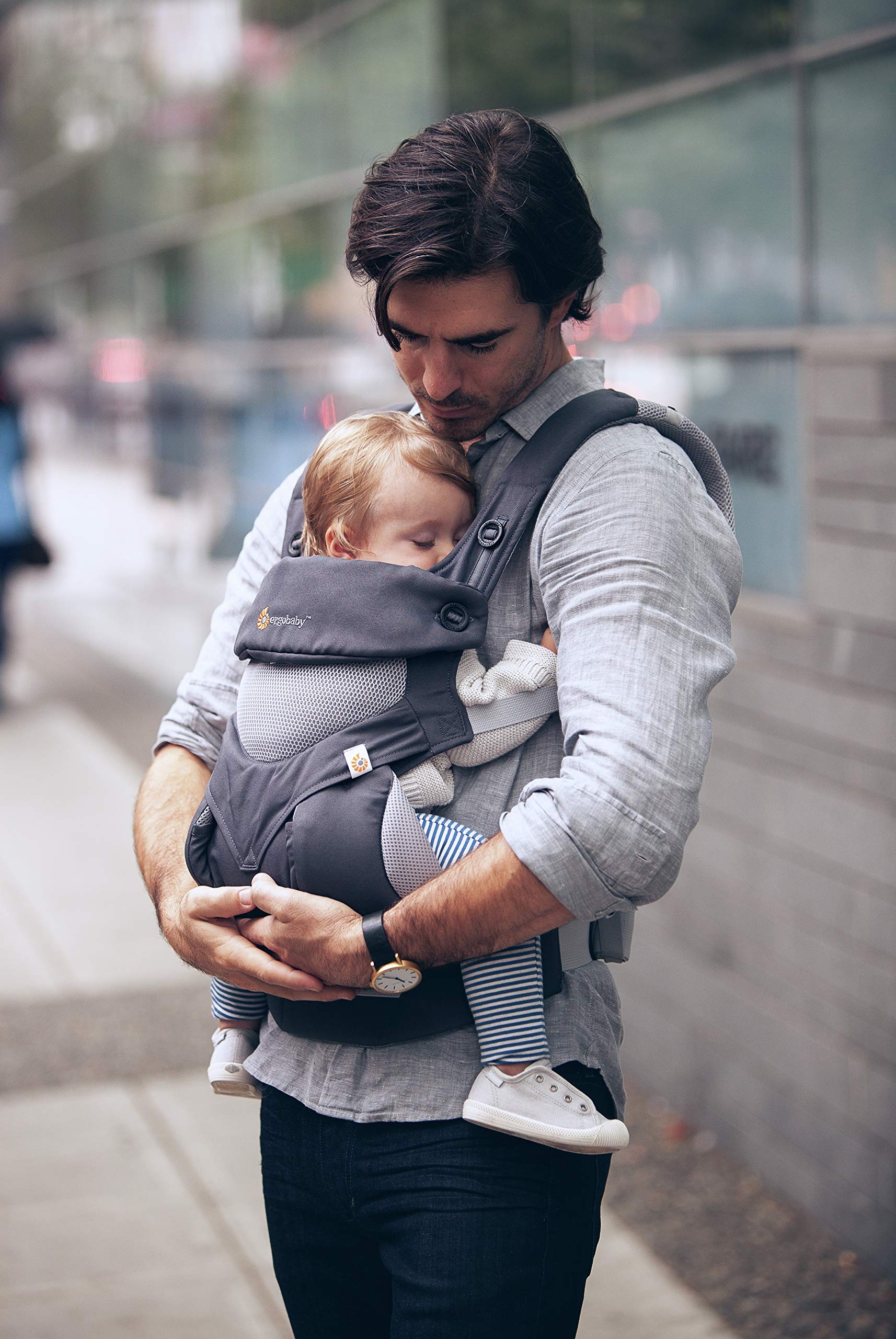Portabebés Ergobaby, 360 posiciones de transporte con malla de aire frío, Gris carbón, Una talla
