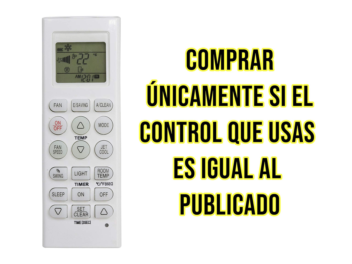 Control Remoto Compatible con LG Mini Split Aire Acondicionado Akb73456109