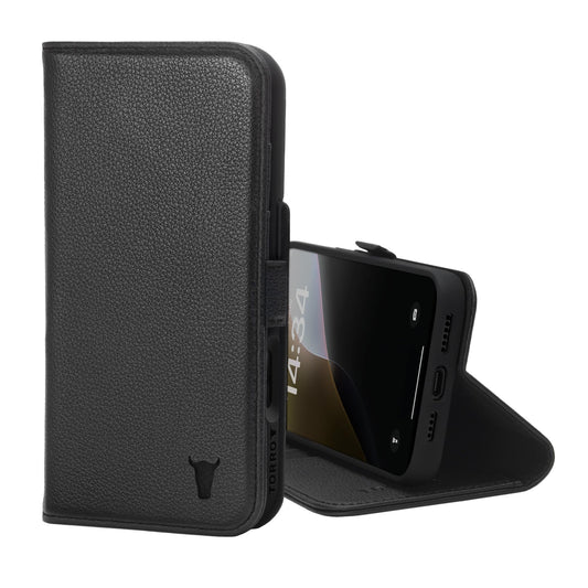 TORRO Funda Compatible con iPhone 16 Pro MAX - Funda Tipo Cartera de Cuero Premium con Soporte y Ranuras para Tarjetas - Negro