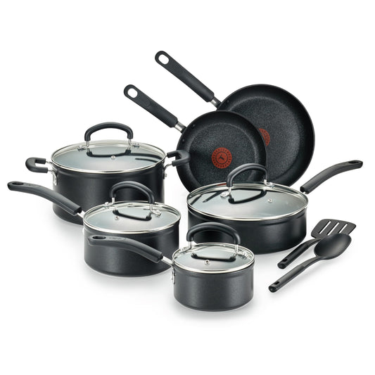 Juego de Utensilios de Cocina T-fal Negro de Titanio Antiadherente Avanzado con Indicador de Calor, 12 Piezas