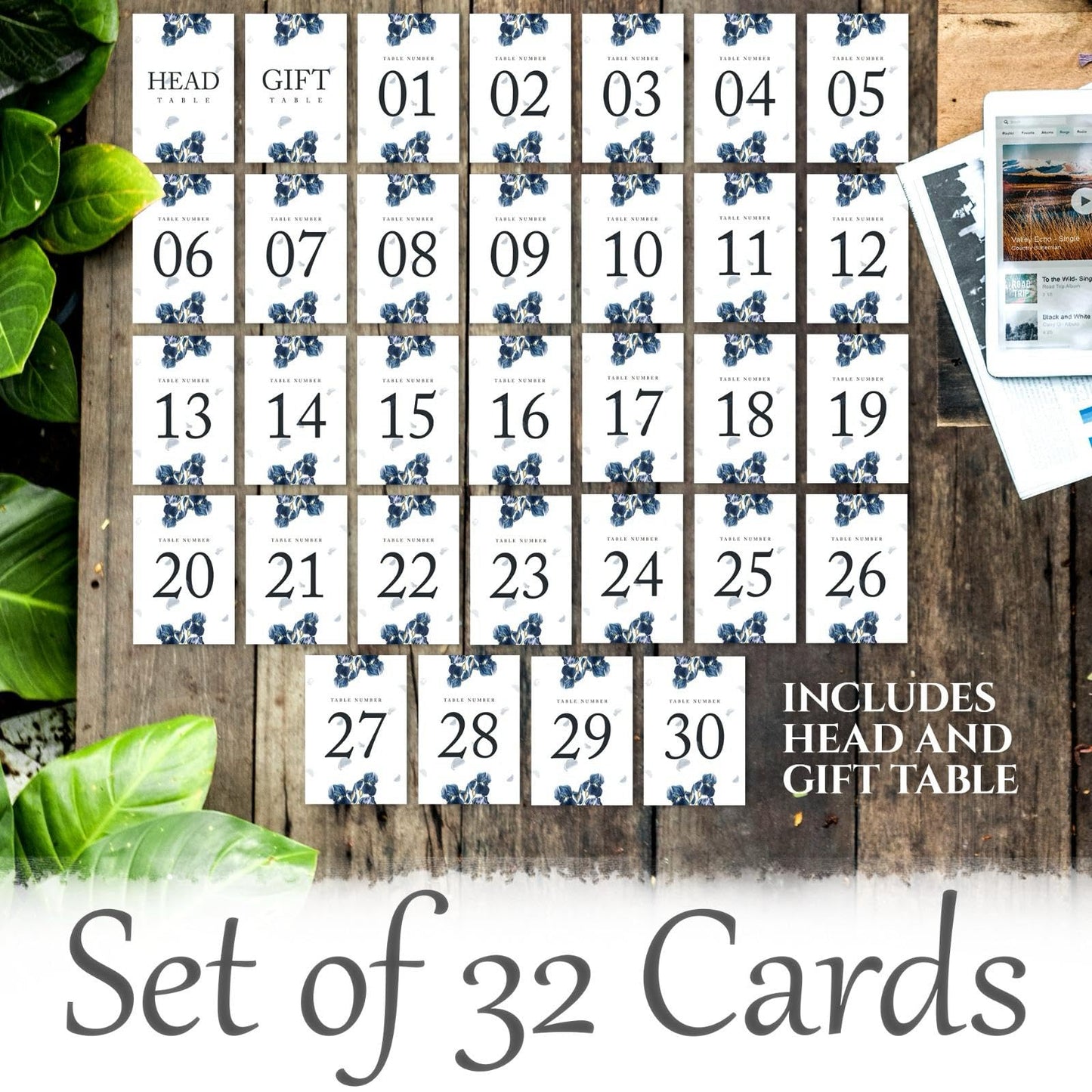 Números de Mesa Dobles 1-30 para Boda y Eventos Especiales 4x6 Pulgadas