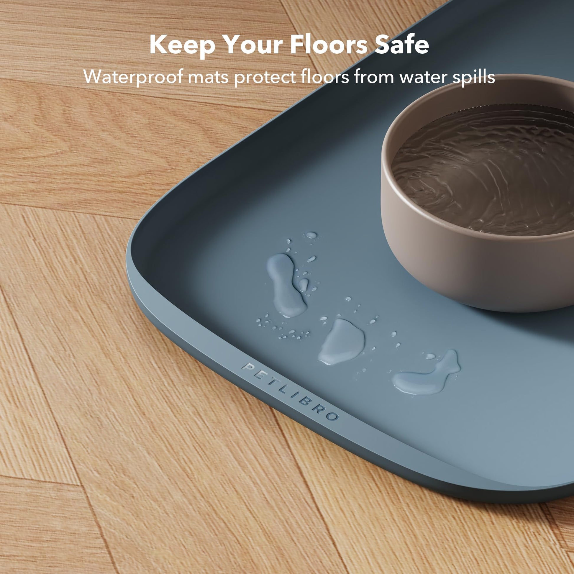 Tapete de Silicona PETLIBRO Gris con Borde Elevado para Alimentos de Mascotas