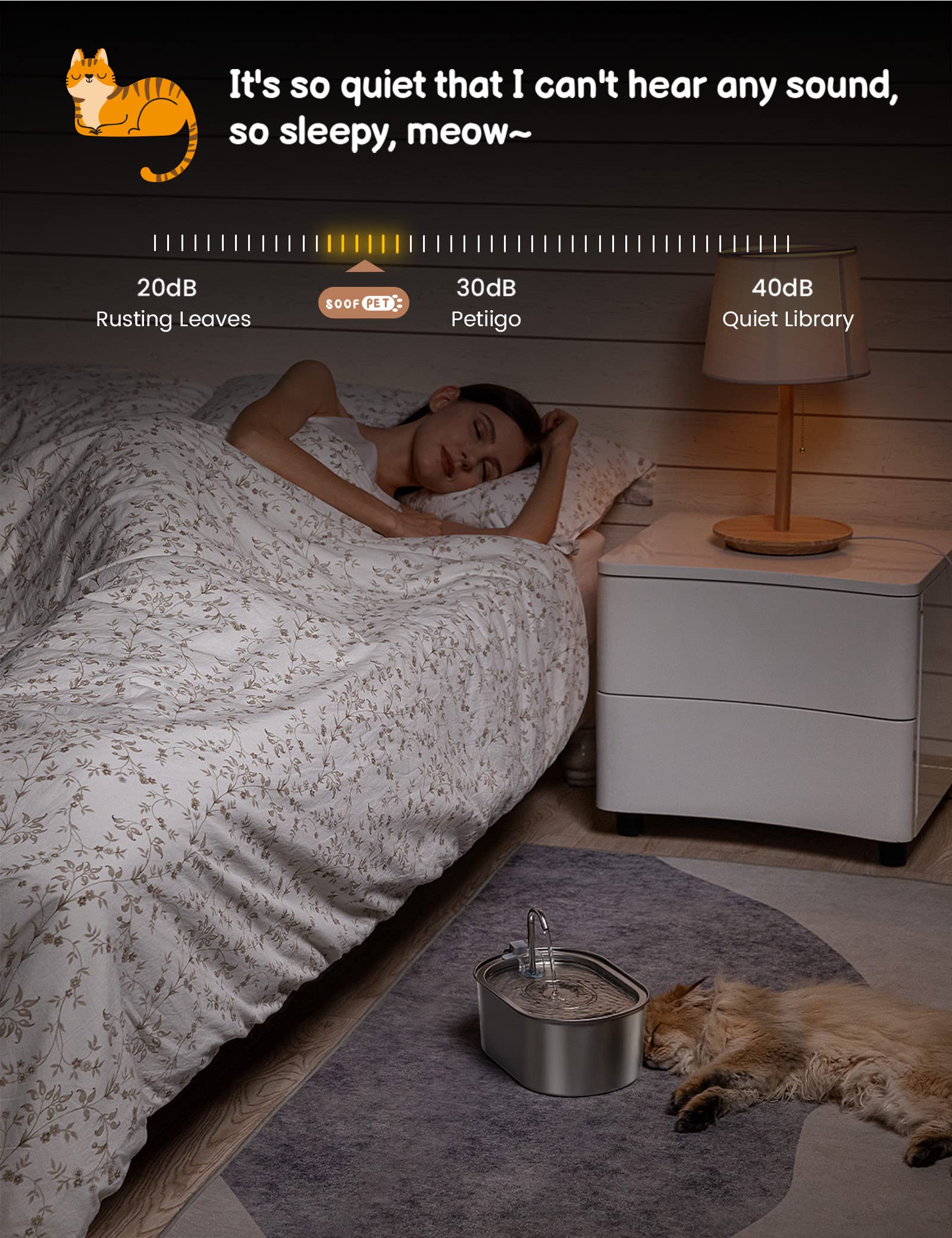 Fuente de Agua para Gatos SOOFPET Acero Inoxidable Automática con Bomba Silenciosa 3,2 l para Múltiples Mascotas