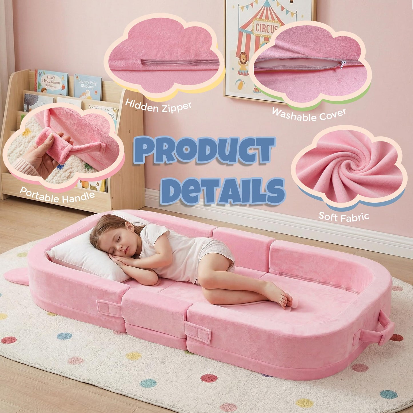 Zelladorra - Cama de viaje para niños, cama portátil para niños pequeños