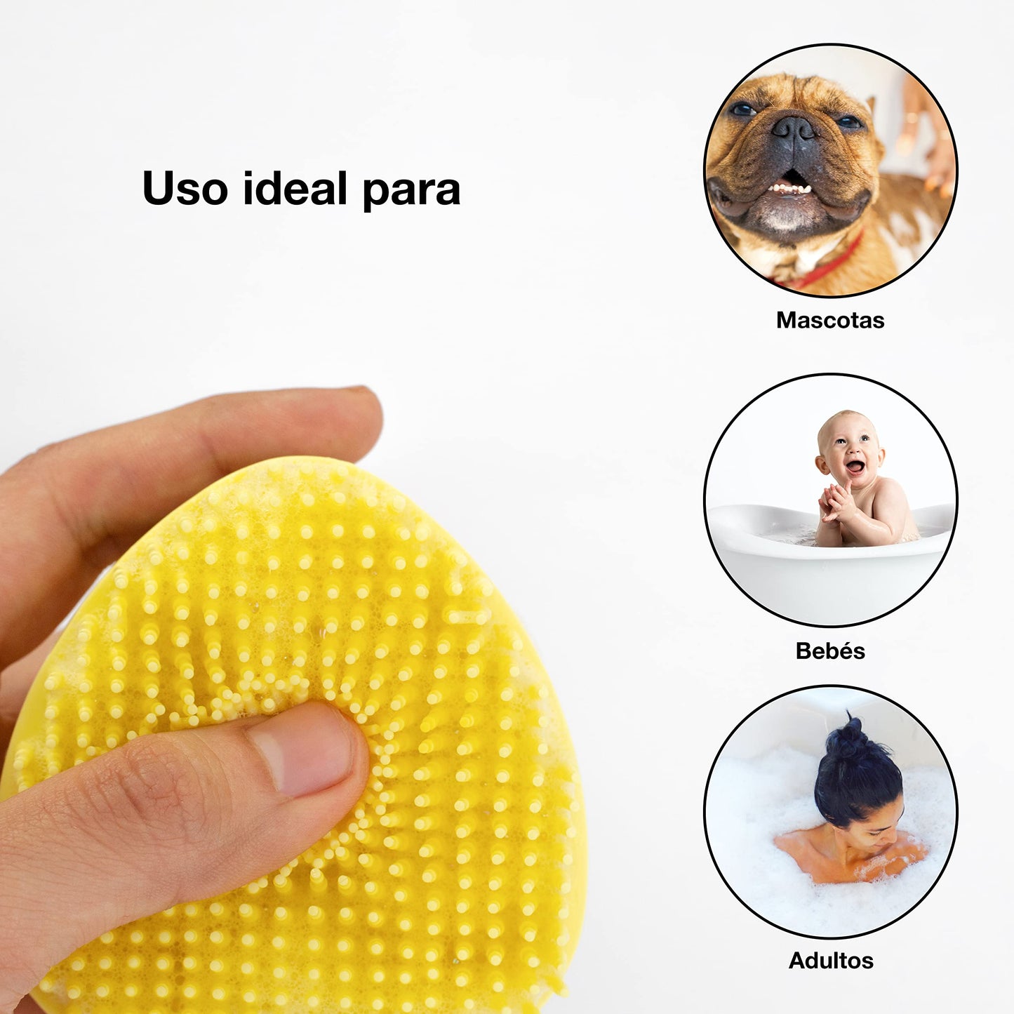 Generic Cepillo de Baño para Perro y Mascotas de Pelo Corto y Largo de Silicona Suave con Dispensador de Champú (Amarillo)
