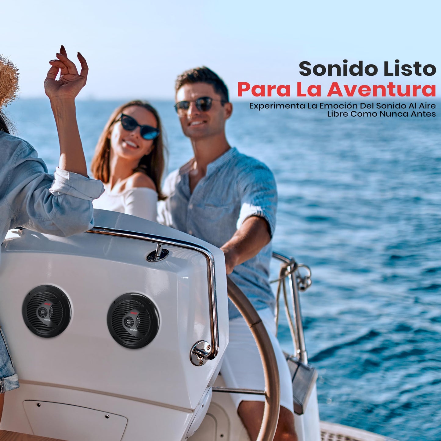 Pyle bocinas marinas dobles de 6.5 pulgadas. Sistema de sonido estéreo para exteriores resistente al agua. 2 vías. Potencia 150 watts. 1 par. Negro