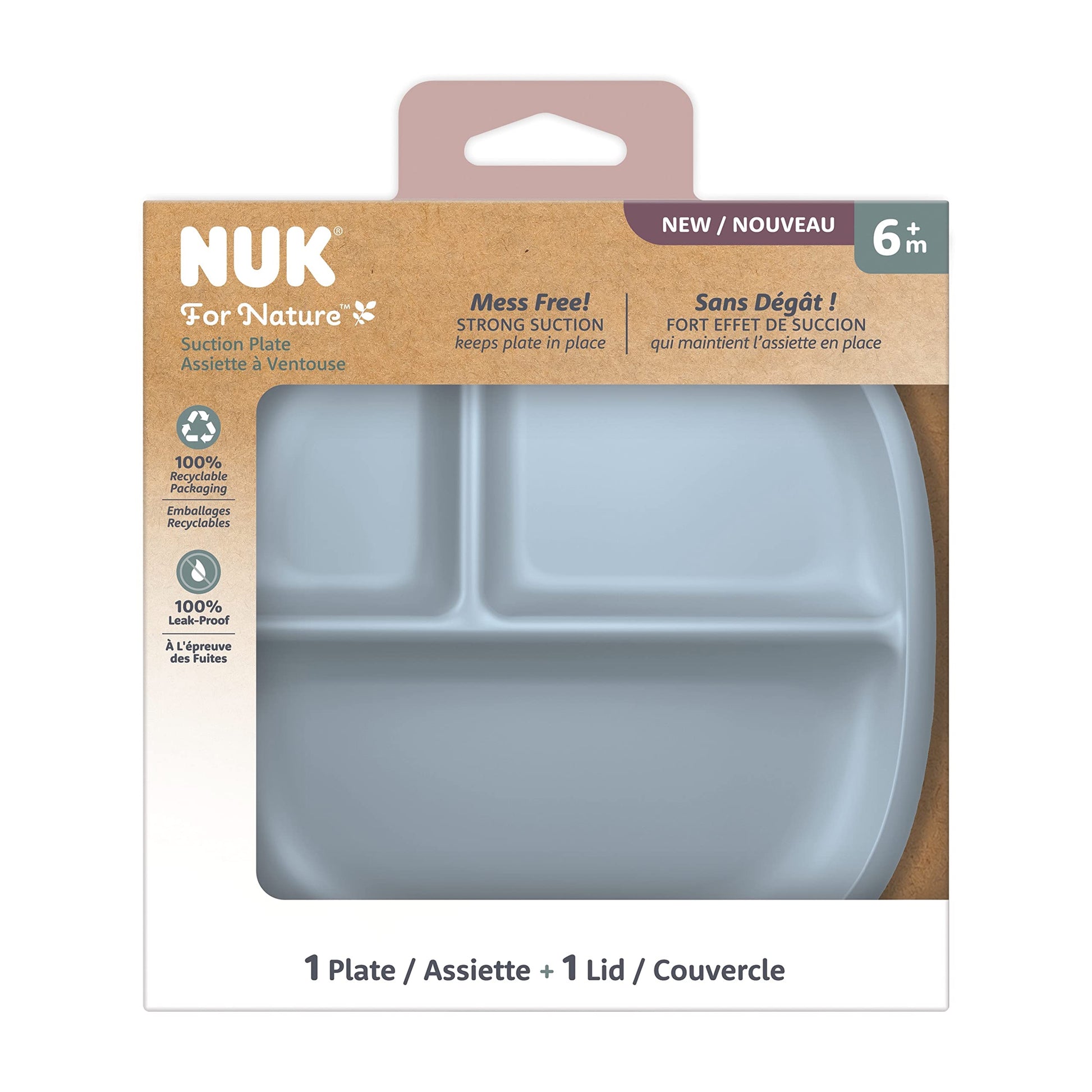 Placa y Tapa Ventosa NUK for Nature Verde Antifugas y Microondas apta Lavaplatos para Bebé
