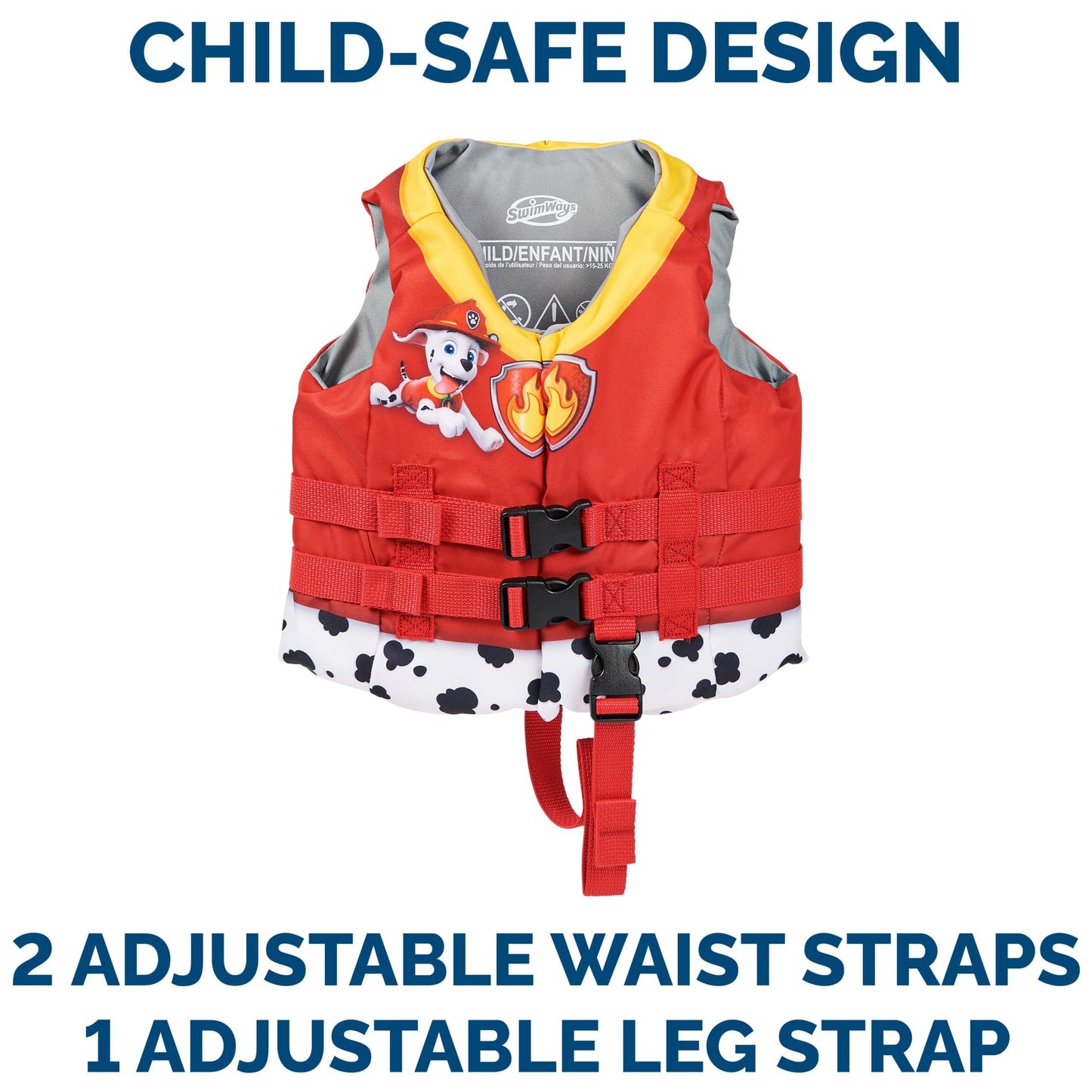 Chaleco de Natación SwimWays Paw Patrol Marshall para Niños 33-55 lbs aprobado por la Guardia Costera de EE. UU.