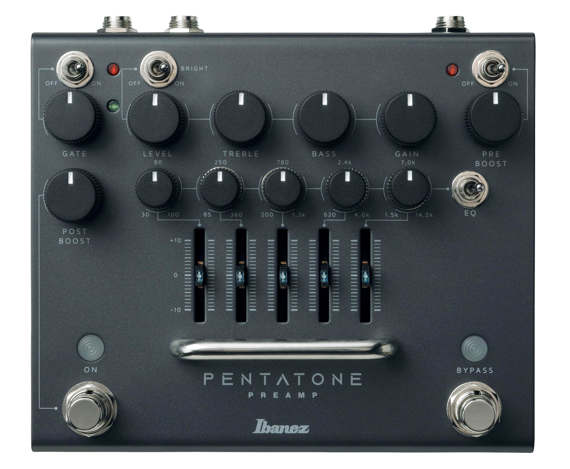 IBANEZ PTPRE Preamp de Guitarra Clásico Negro con 5 Bandas Paramétricas EQ y Post Boost