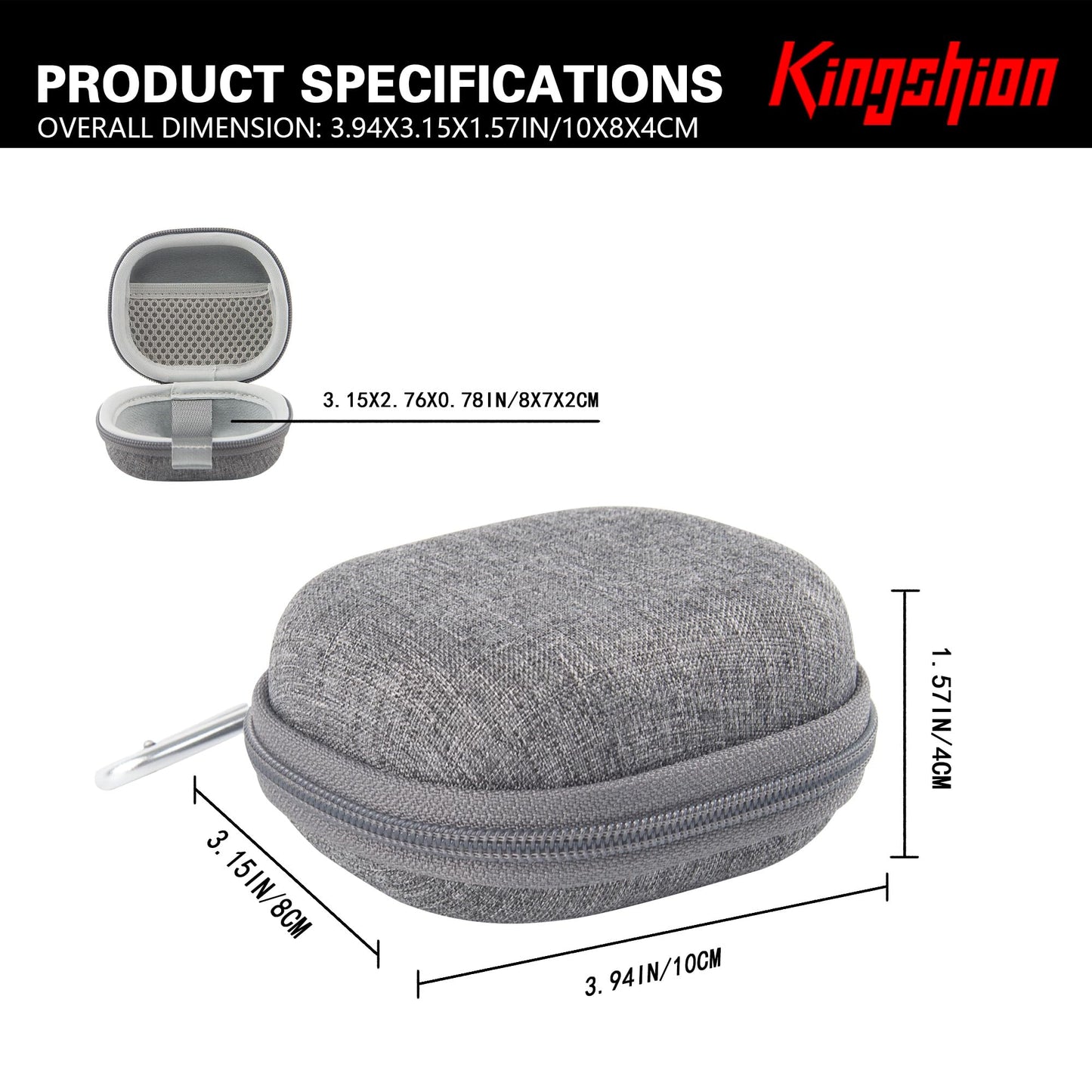 Kingshion Estuche para afeitadora eléctrica compatible con Laifen P3 Pro, estuche rígido compacto y protector de viaje con bolsillo de malla para accesorios de afeitadora - Gris