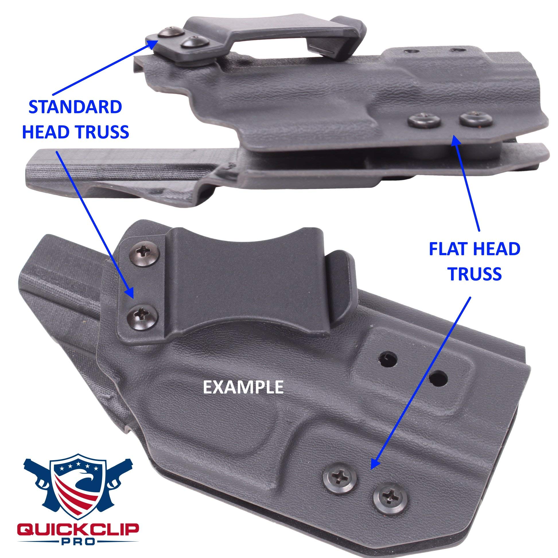 Tornillo negro Chicago – Kit de encuadernación de poste 1/8, 1/4, 3/8, 1/2 abierto ranurado trasero + arandelas de goma, Phillips Truss Head QuickClipPro Kydex funda de piel, Negro, 1/2" - 25 Pack